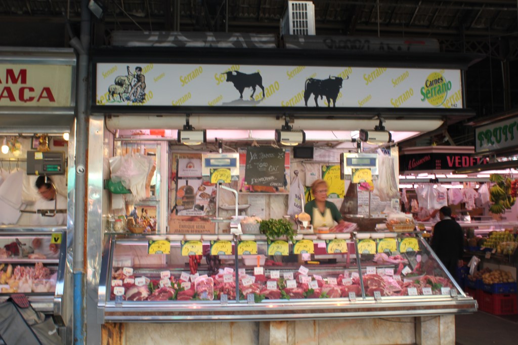 Stall that sells meat from bulls at La Boqueira