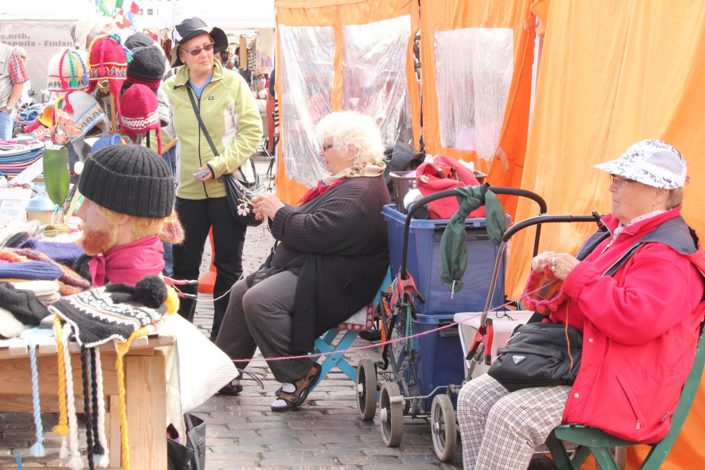 Knitters at the market