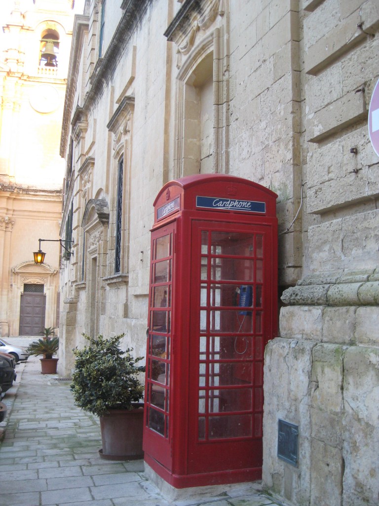 London-style phone booth in Mdina