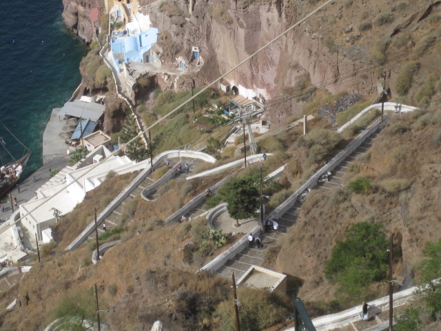View of the stairs from Fira to the sea